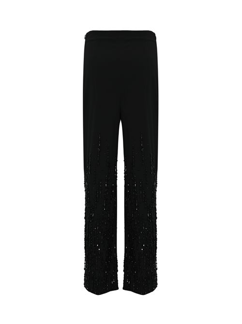 Pantaloni elasticizzati in lana con frange di perline ALBERTA FERRETTI | A031 66390555